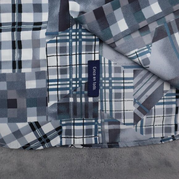 VO5 Shirt Mens L Gray Geometric Cinco En Todo Button Up Short Sleeve Collared - Picture 9 of 15